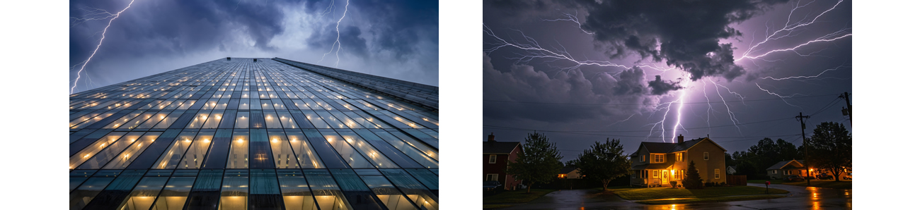 lightning striking buildings